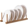 Basicwise Set of 2 Bamboo Wooden Dish Drainer Rack, Plate Rack, And Drying Drainer, 5 Grid QI004355E.2